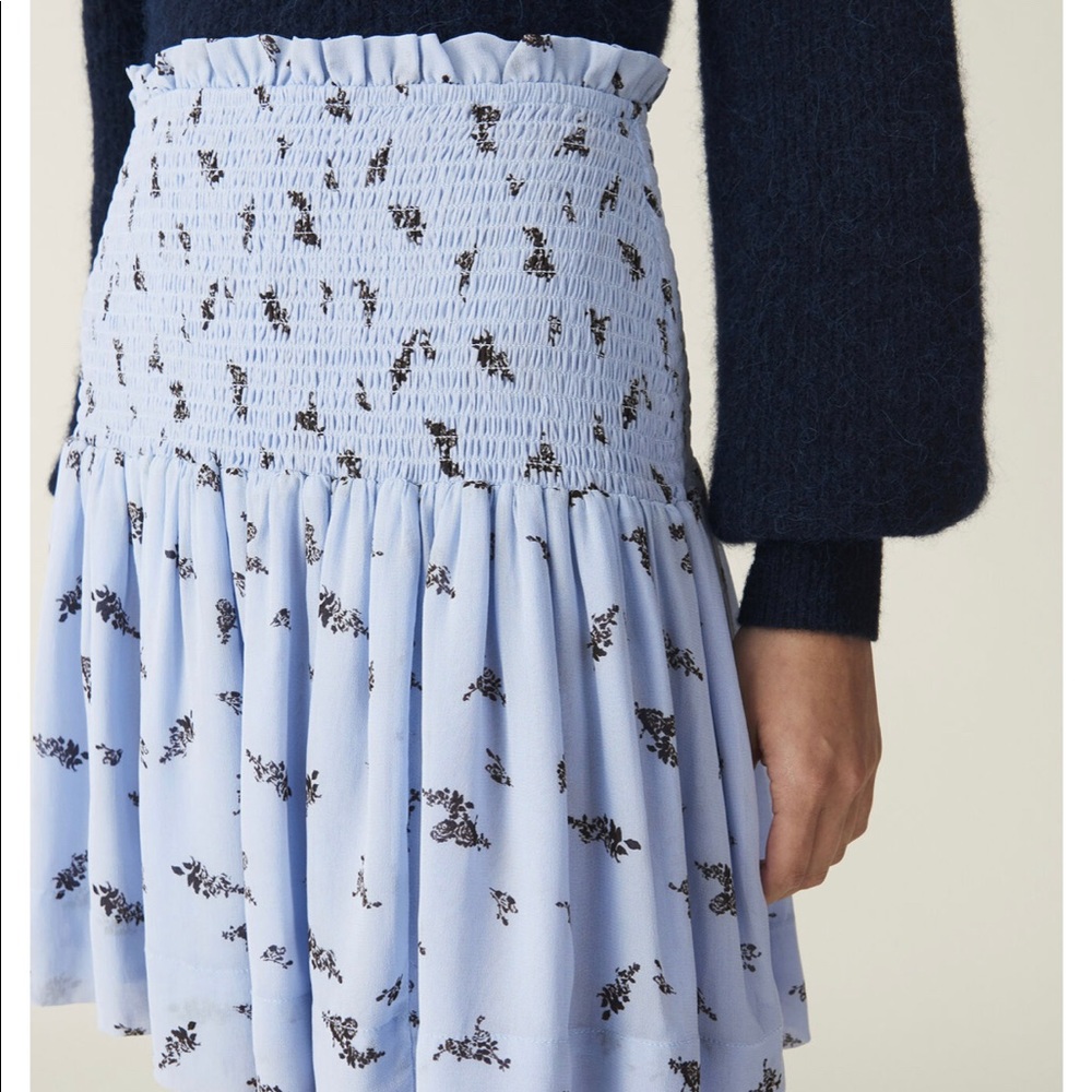 Ganni Printed Georgette Smocked Mini